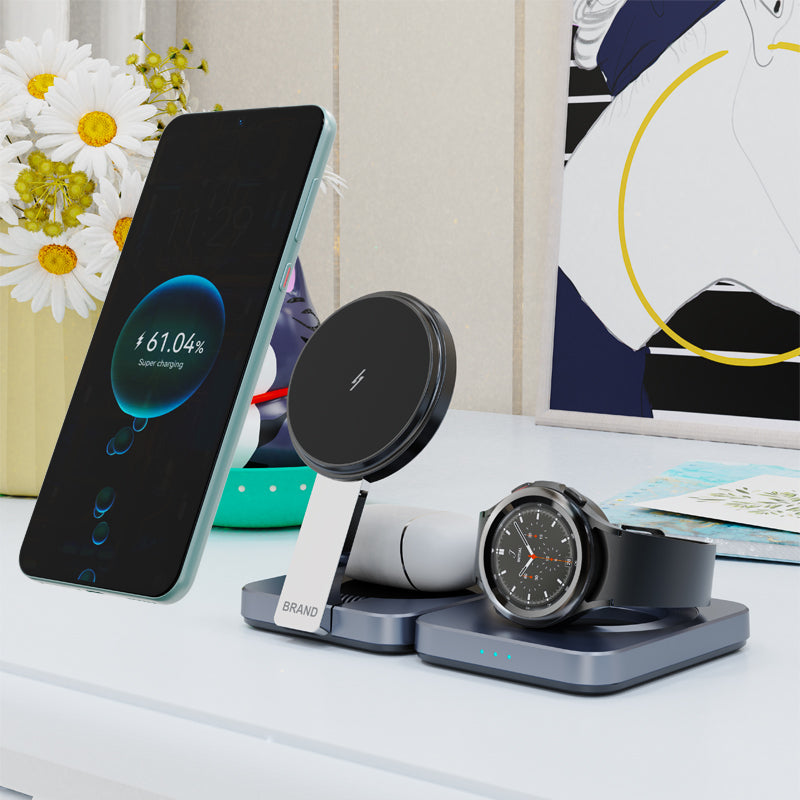 BNY Qi2.0 Foldable 3-in-1 Magnetic Wireless Charger